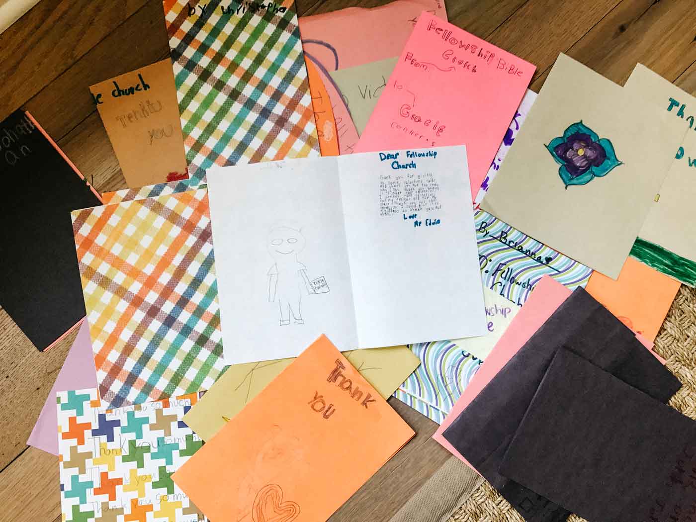 Just a few of the thank you notes from the 3rd and 4th graders for the snacks during testing week